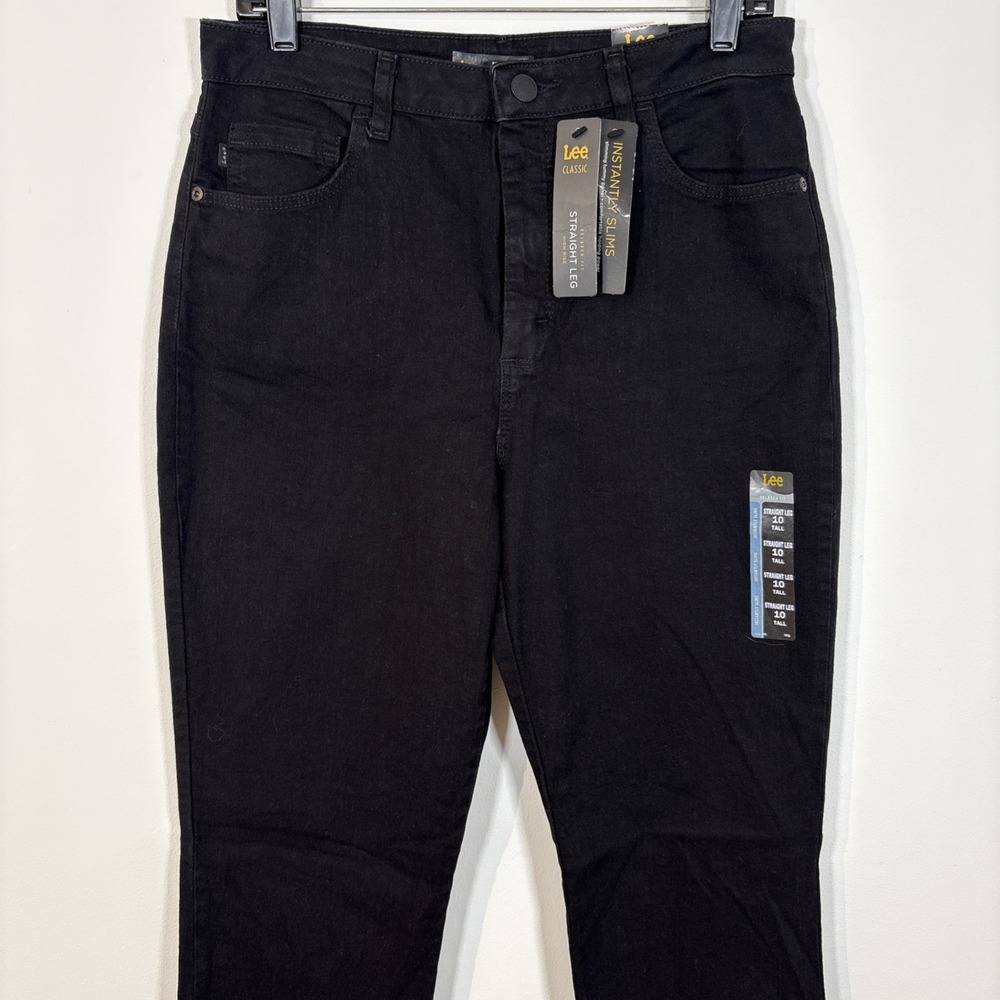 Lee Black Denim Jean Instantly Slim Classic Relaxed Fit Straight 10 Tall NWT